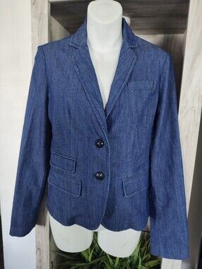 QMack Blue Denim Blazer Jacket Women's SZ 0